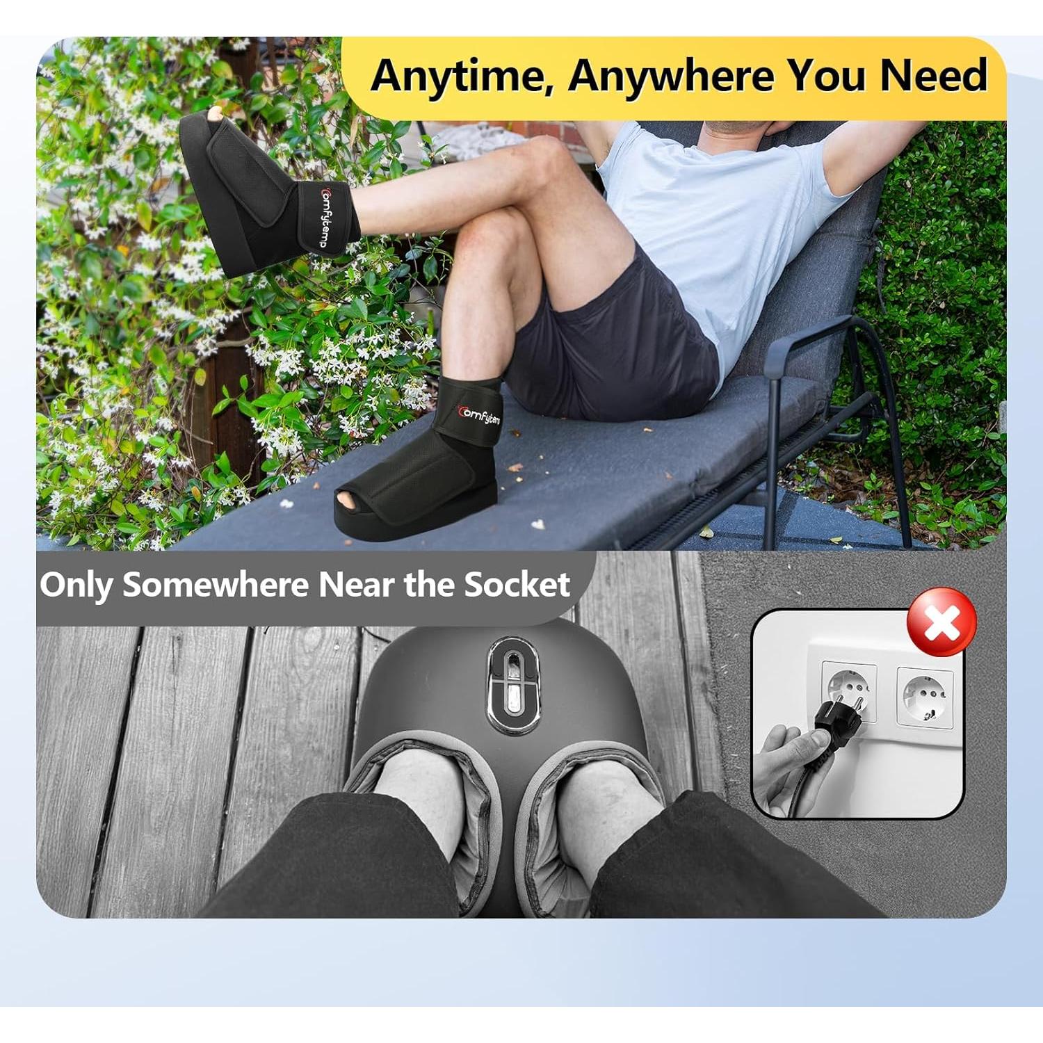 Comfytemp Cordless Foot Massager with Heat and Compression, Father's Day Gifts for Dad Men Husband, FSA HSA Eligible, Portable Ankle Massage for Plantar Fasciitis and Pain Relief (Fits Size 6 to 10)