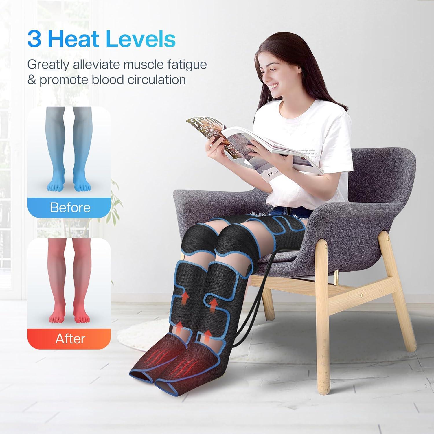 Air Compression Leg Massager for Blood Flow Circulation, FSA Electric Shiatsu Foot Massager Machine with 3 Modes 3 Intensities, Deep Kneading Knee Calf Massager for Pain Relief, Gifts for Men Women
