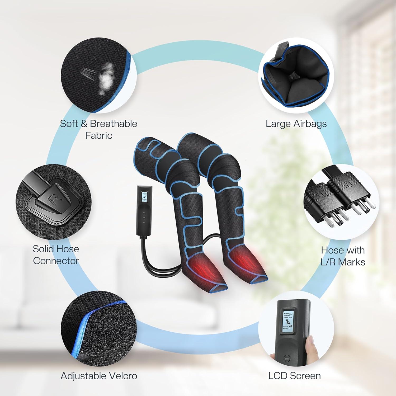 Air Compression Leg Massager for Blood Flow Circulation, FSA Electric Shiatsu Foot Massager Machine with 3 Modes 3 Intensities, Deep Kneading Knee Calf Massager for Pain Relief, Gifts for Men Women