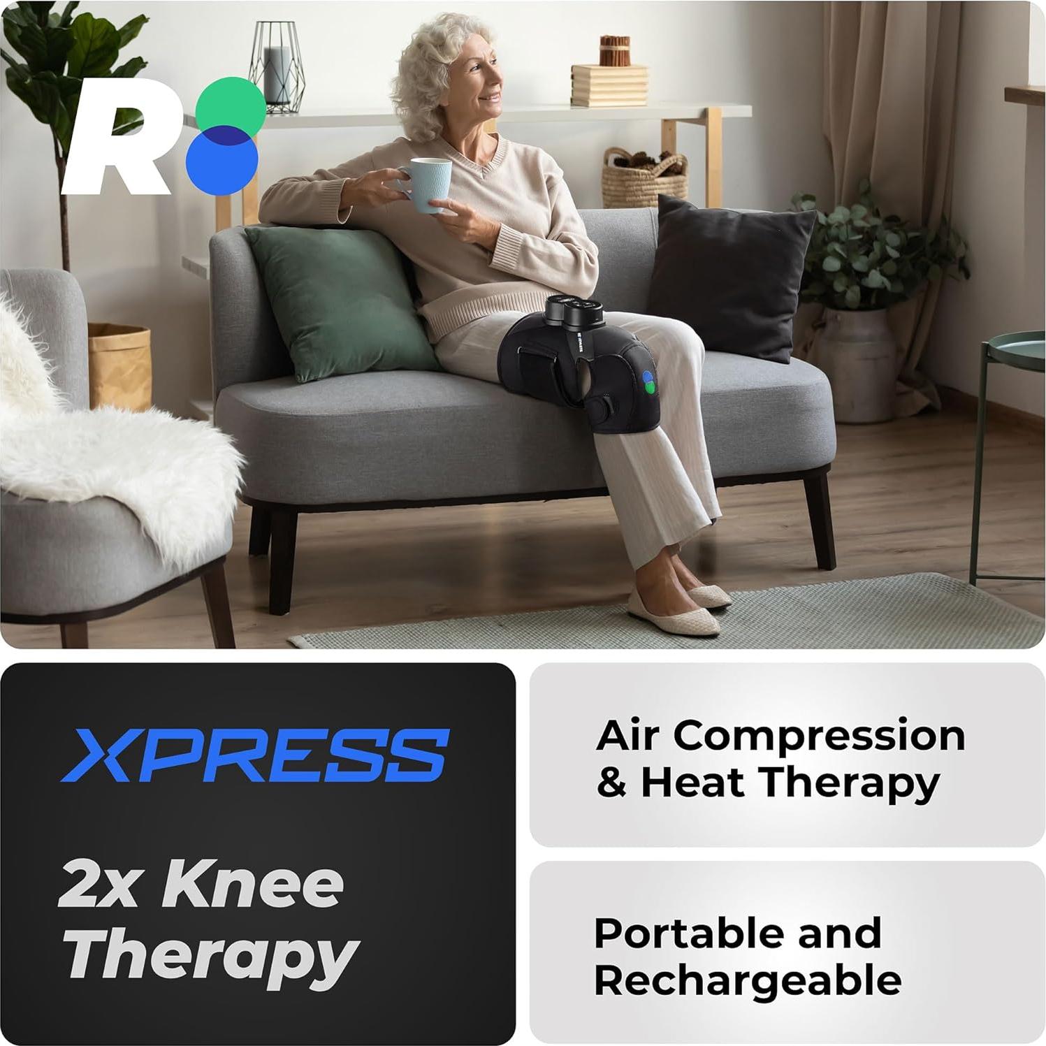 REATHLETE Xpress Knee Massager for Pain Relief | Leg Massager with Heat & Compression