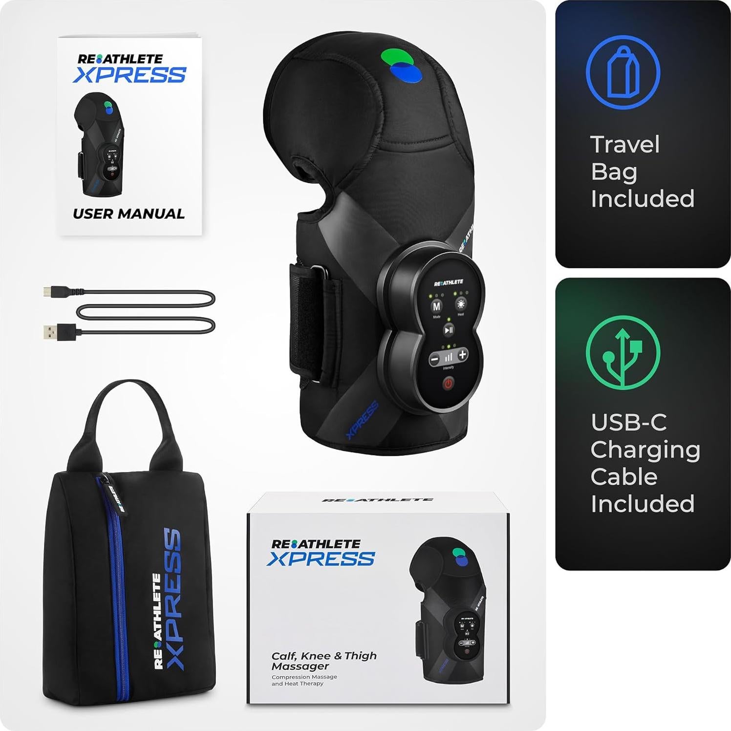 REATHLETE Xpress Knee Massager for Pain Relief | Leg Massager with Heat & Compression