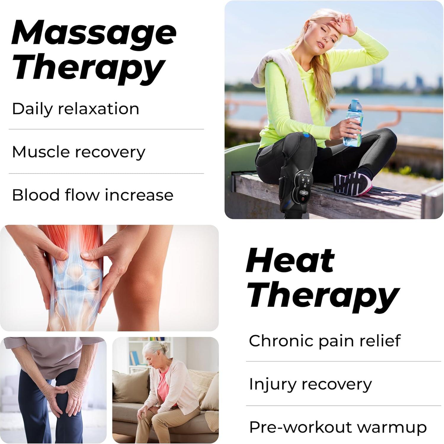 REATHLETE Xpress Knee Massager for Pain Relief | Leg Massager with Heat & Compression