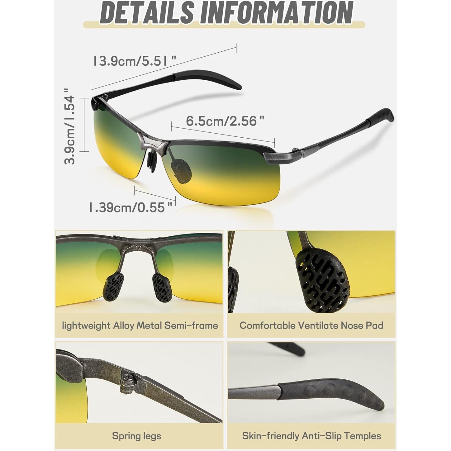 Gafas de Sol Polarizadas Flutesan UV para Conducción Nocturna