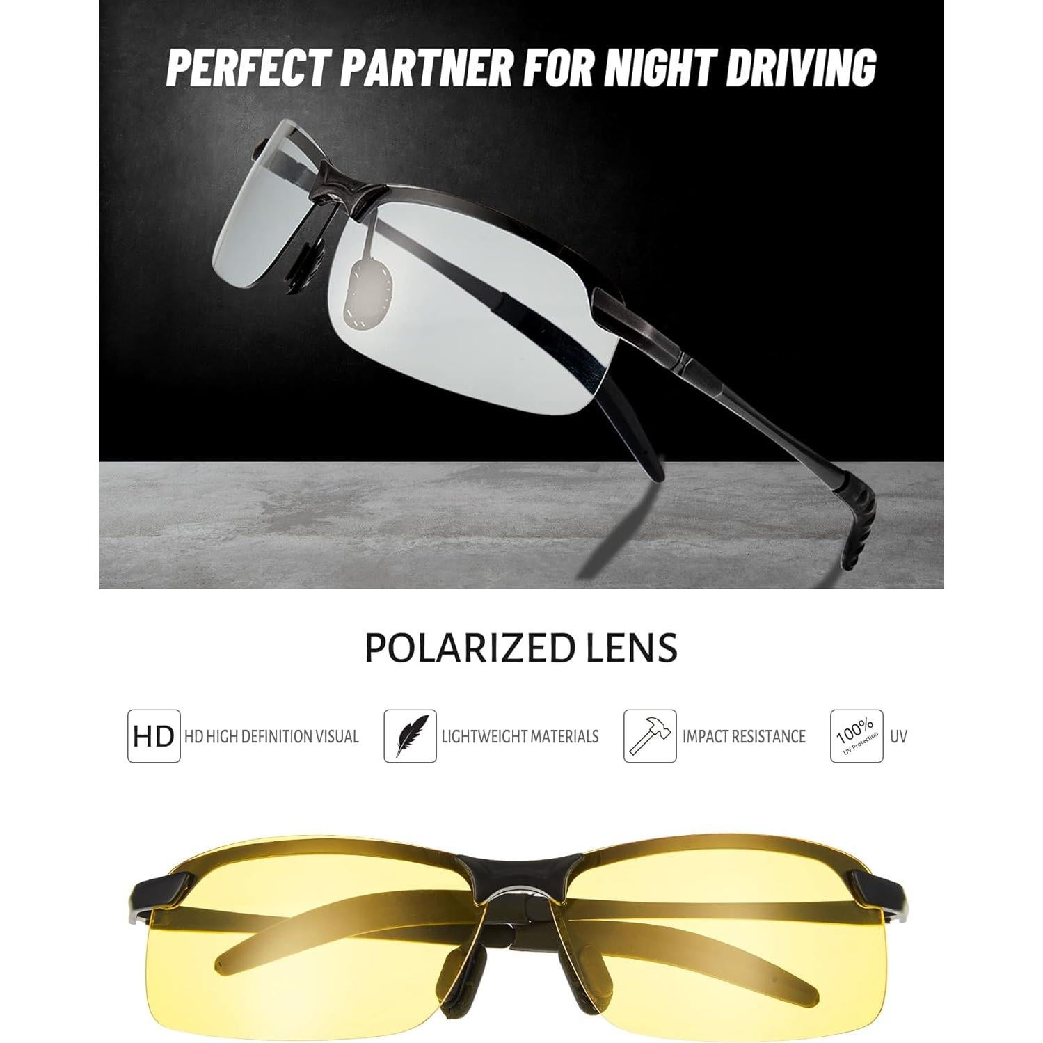 Gafas de Sol Polarizadas Flutesan UV para Conducción Nocturna