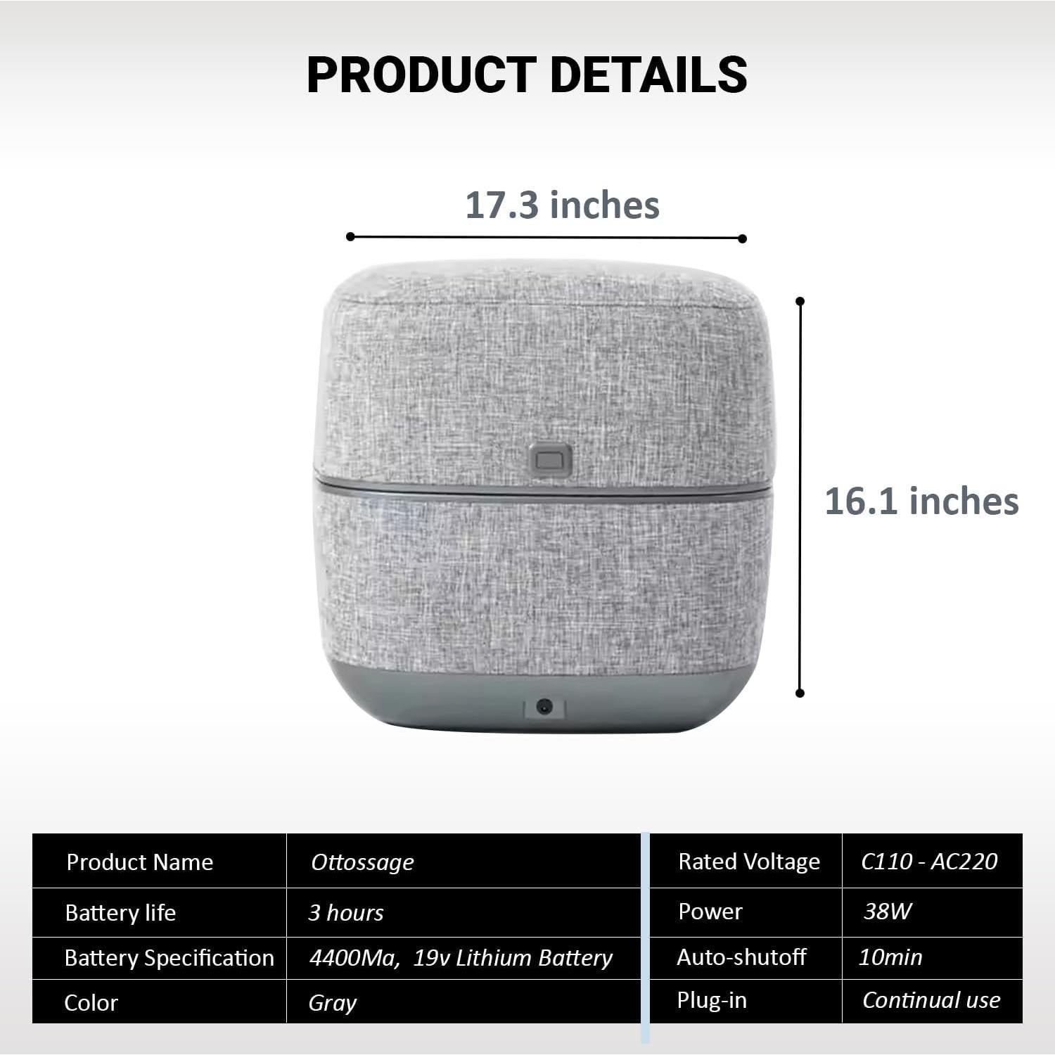 Masajeador de pies Ottossage con calor y vibración, gris