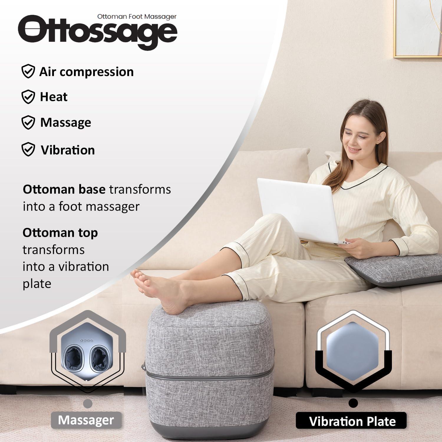 Masajeador de pies Ottossage con calor y vibración, gris