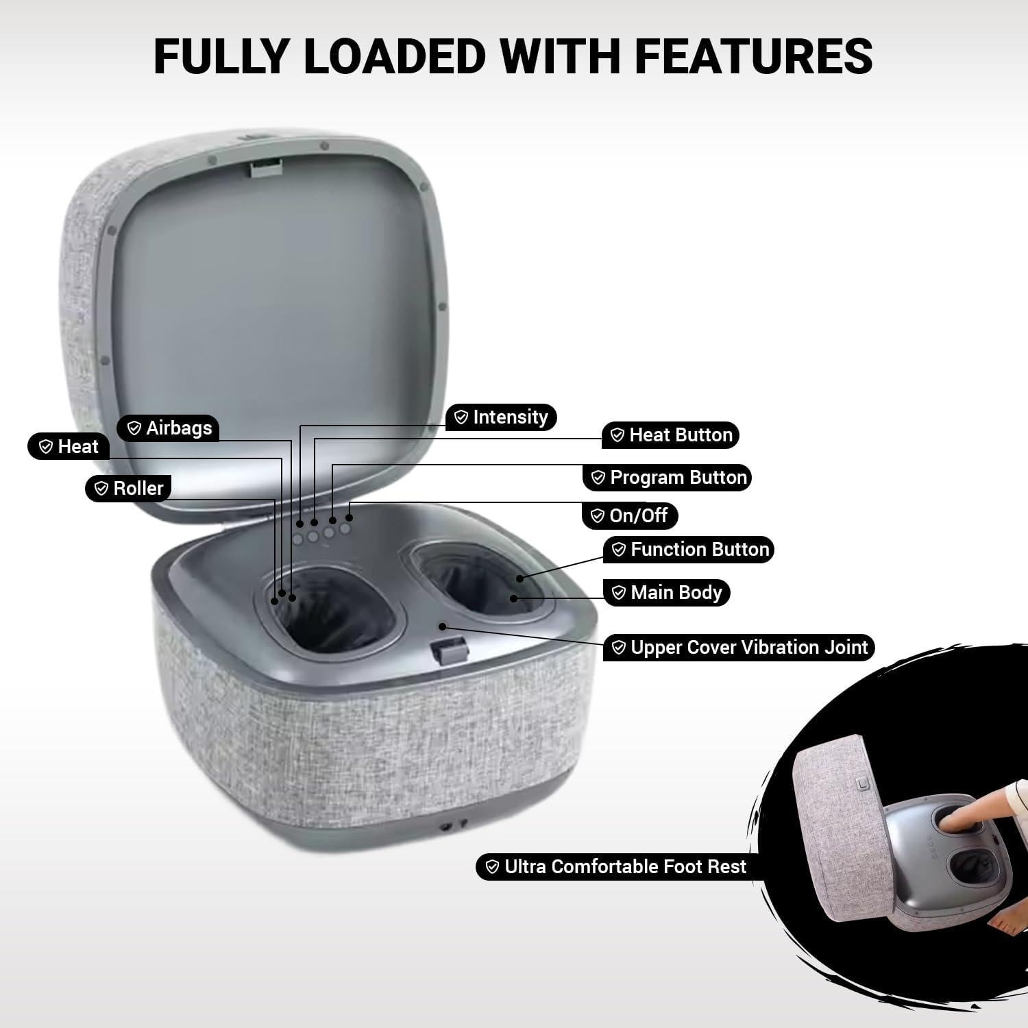 Masajeador de pies Ottossage con calor y vibración, gris
