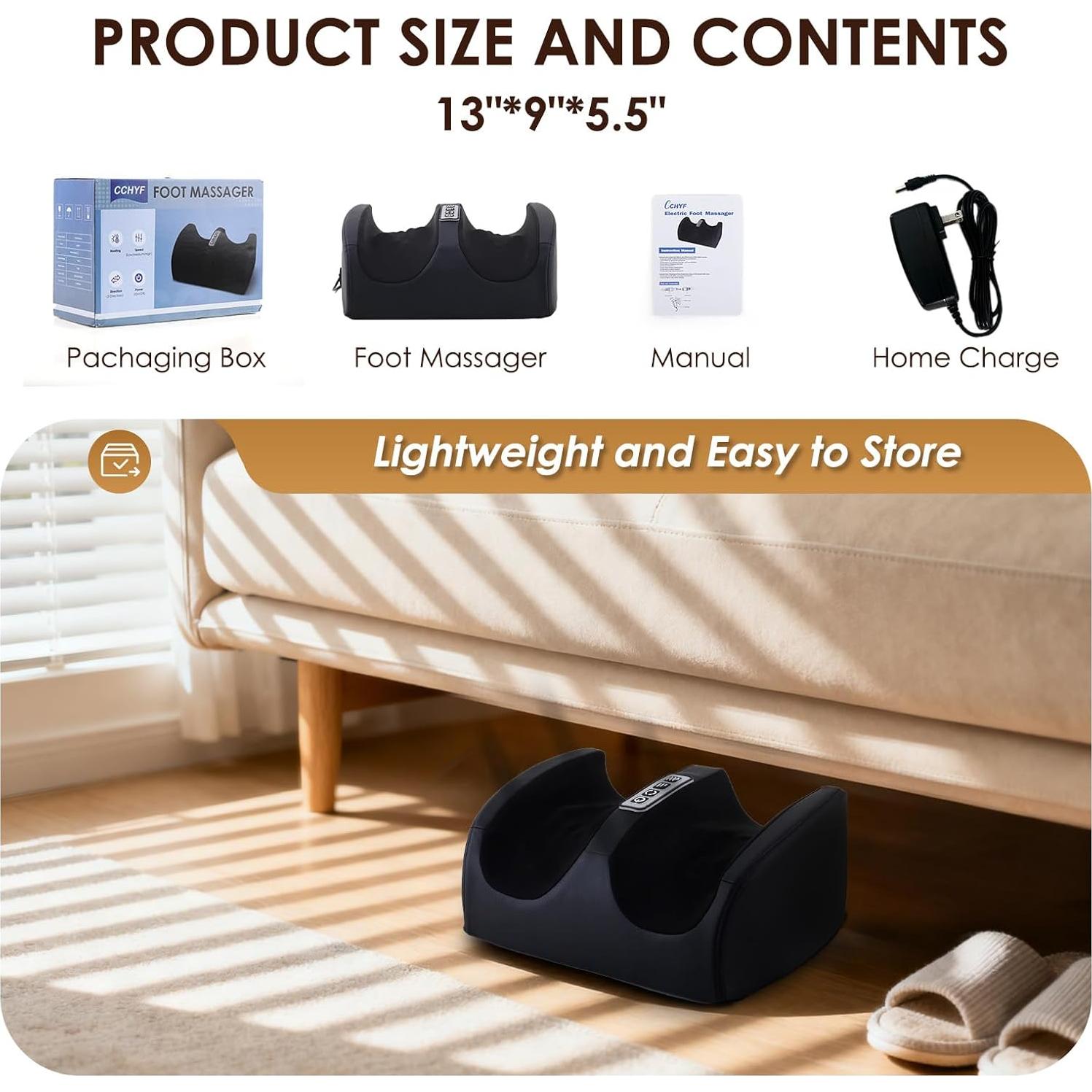 Masajeador de pies eléctrico CCHYF con calor y rodillos
