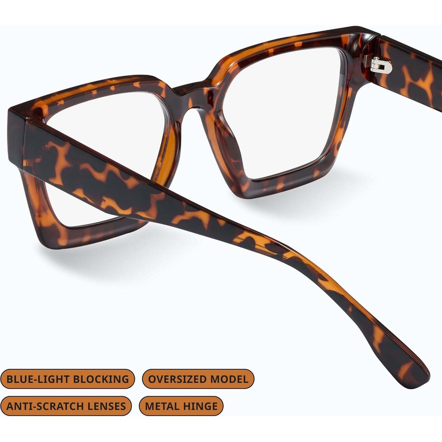 Gafas de luz azul oversized para mujer - Coco Tortoise - Anti fatiga ocular