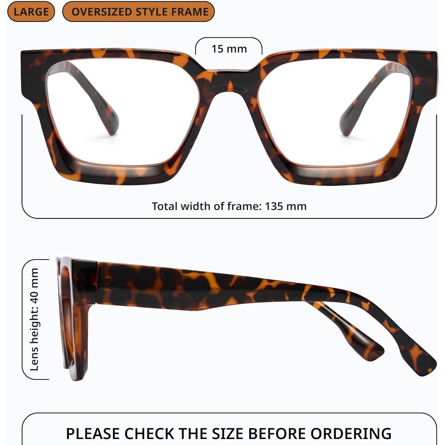 Gafas de luz azul oversized para mujer - Coco Tortoise - Anti fatiga ocular