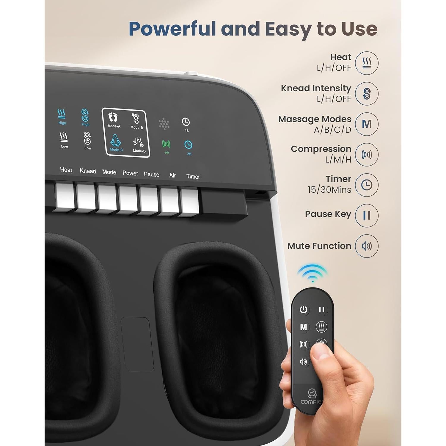 Masajeador de Pies COMFIER CF-5326 con Calor y Control Remoto