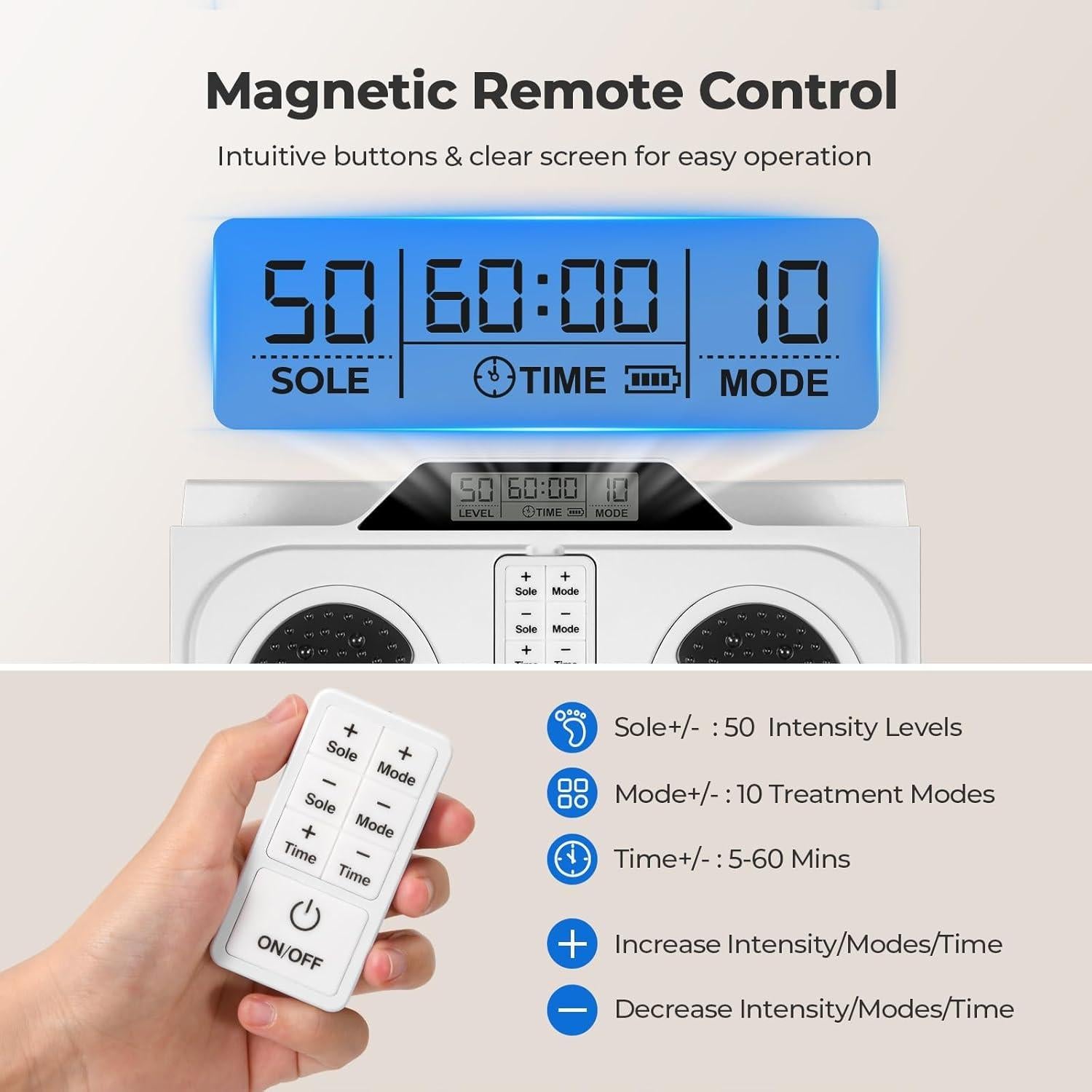 Masajeador de pies EMS KNQZE AST-300V, 10 modos, 50 intensidades