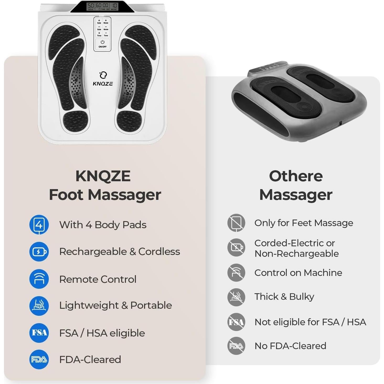 Masajeador de pies EMS KNQZE AST-300V, 10 modos, 50 intensidades