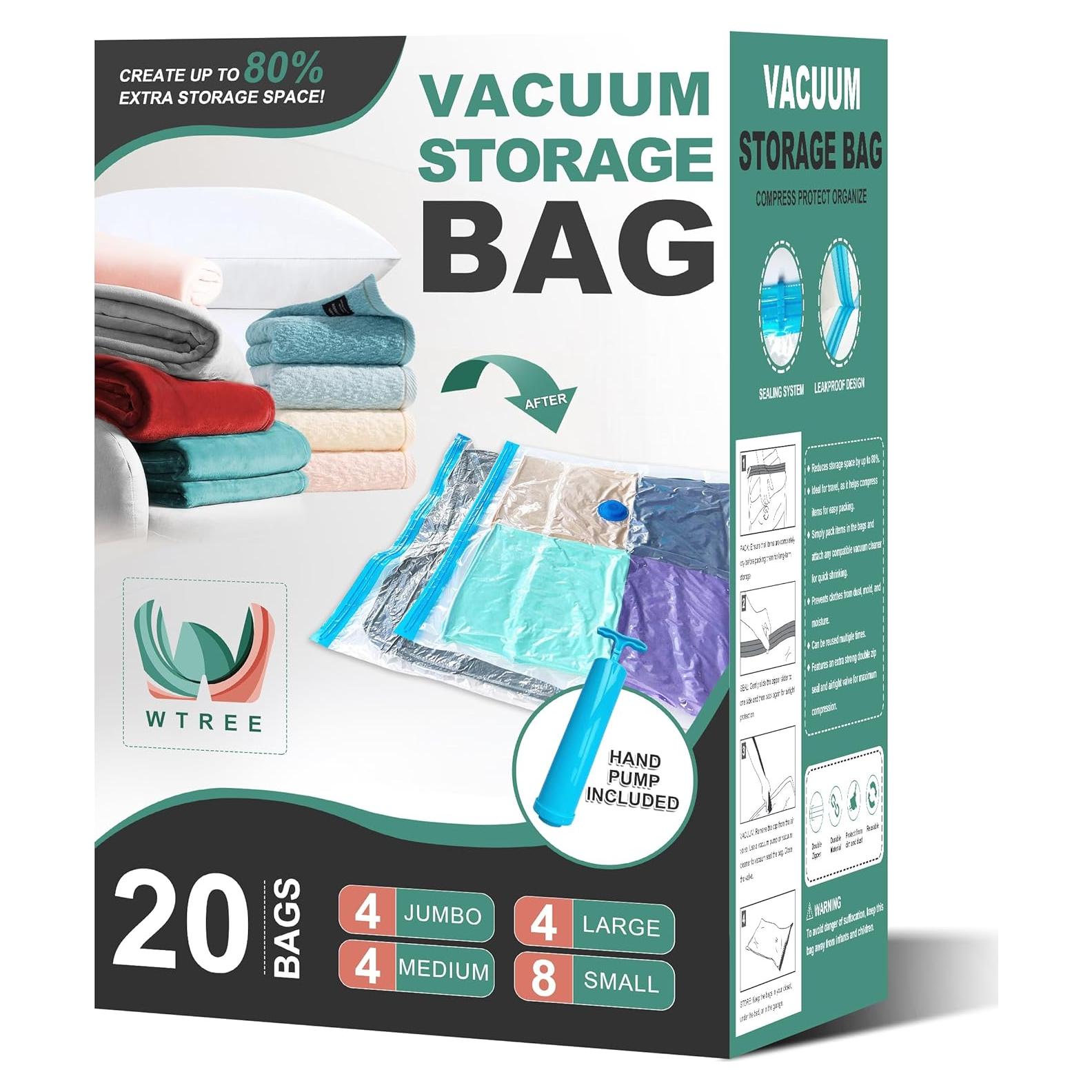 Paquete de 20 Bolsas de Almacenamiento al Vacío WTREE