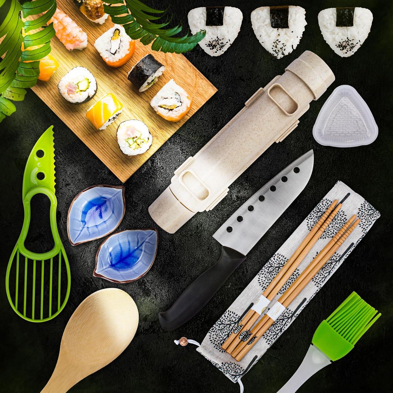 Kit de Sushi 22 en 1 KitchenCrust - Rodillo y Accesorios