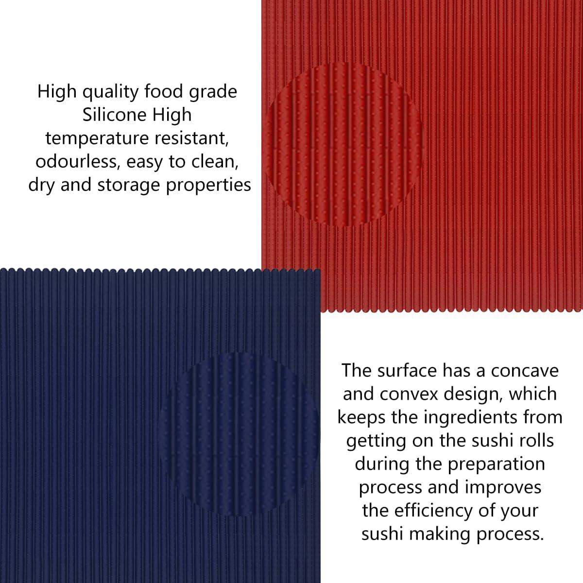 Estera de Sushi de Silicona Esamploe 2 Pcs Antiadherente