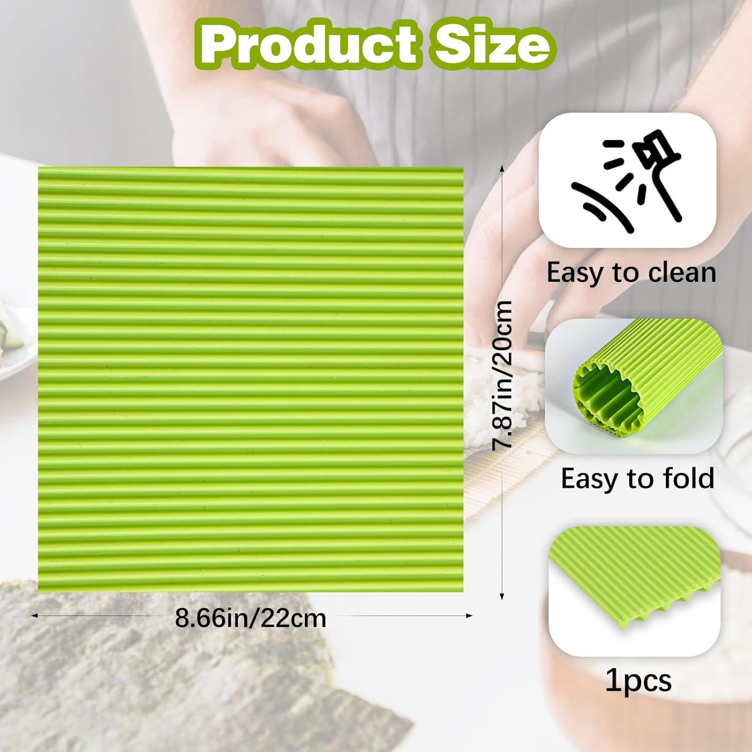 Kit de Hacer Sushi Gjinxi Silicona Verde Reutilizable 22x20cm