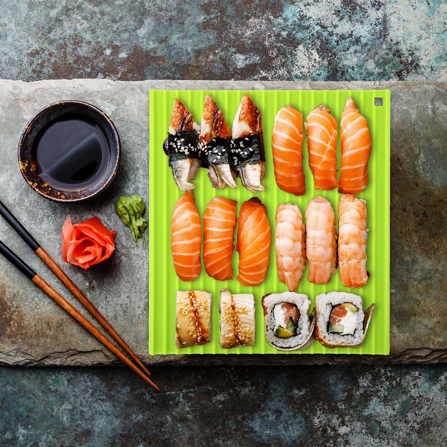 Estera de Sushi de Silicona BOXOB 22x20cm Verde Reutilizable