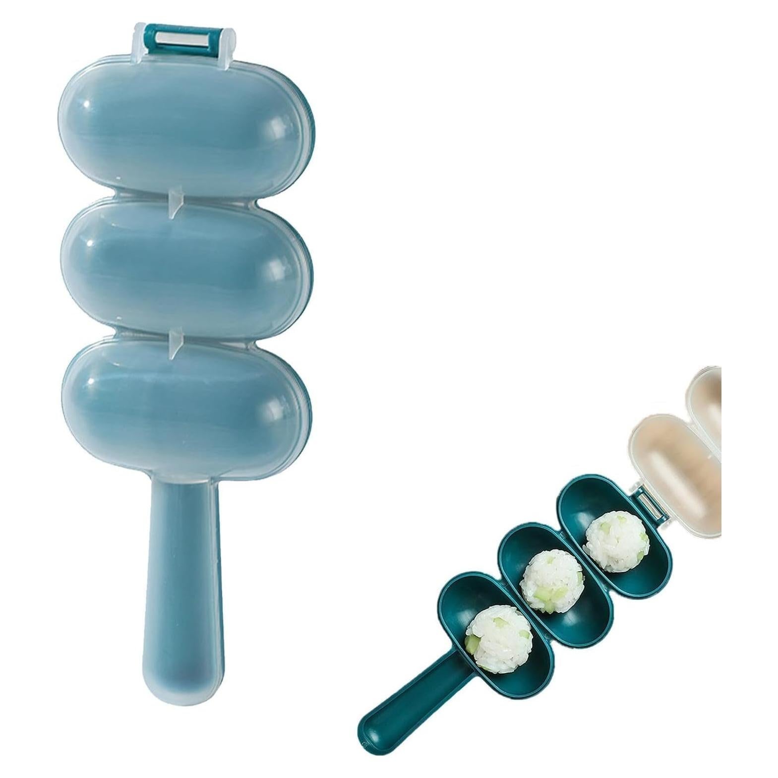 Molde de Bola de Arroz Qintreesify Azul 3 Cavidades Antiadherente