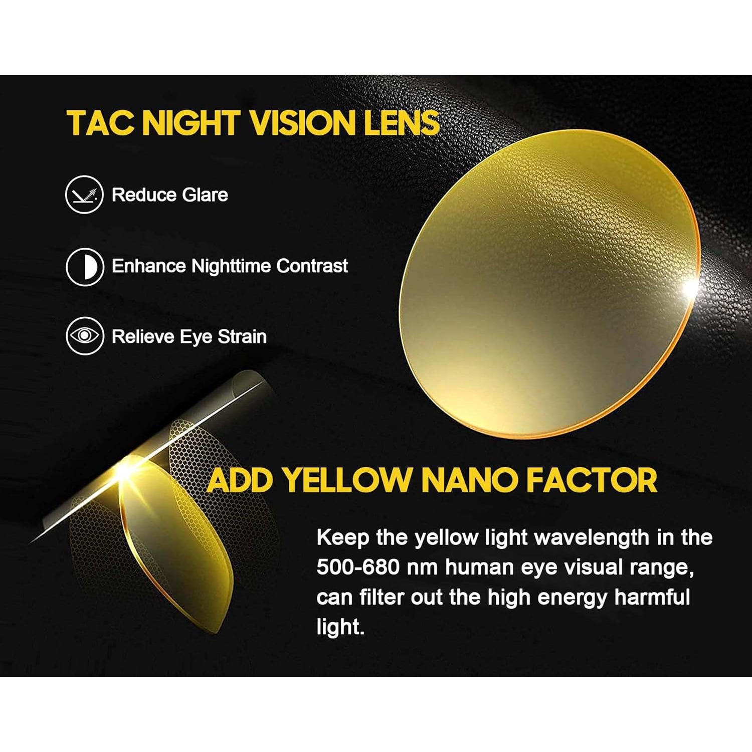 Gafas de visión nocturna TJUTR para mujeres amarillas UV