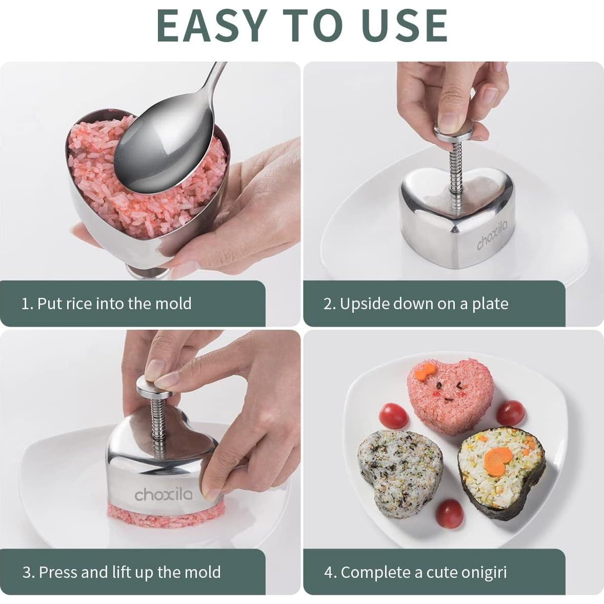 Molde de Onigiri Corazón Choxila - Acero Inoxidable 130g