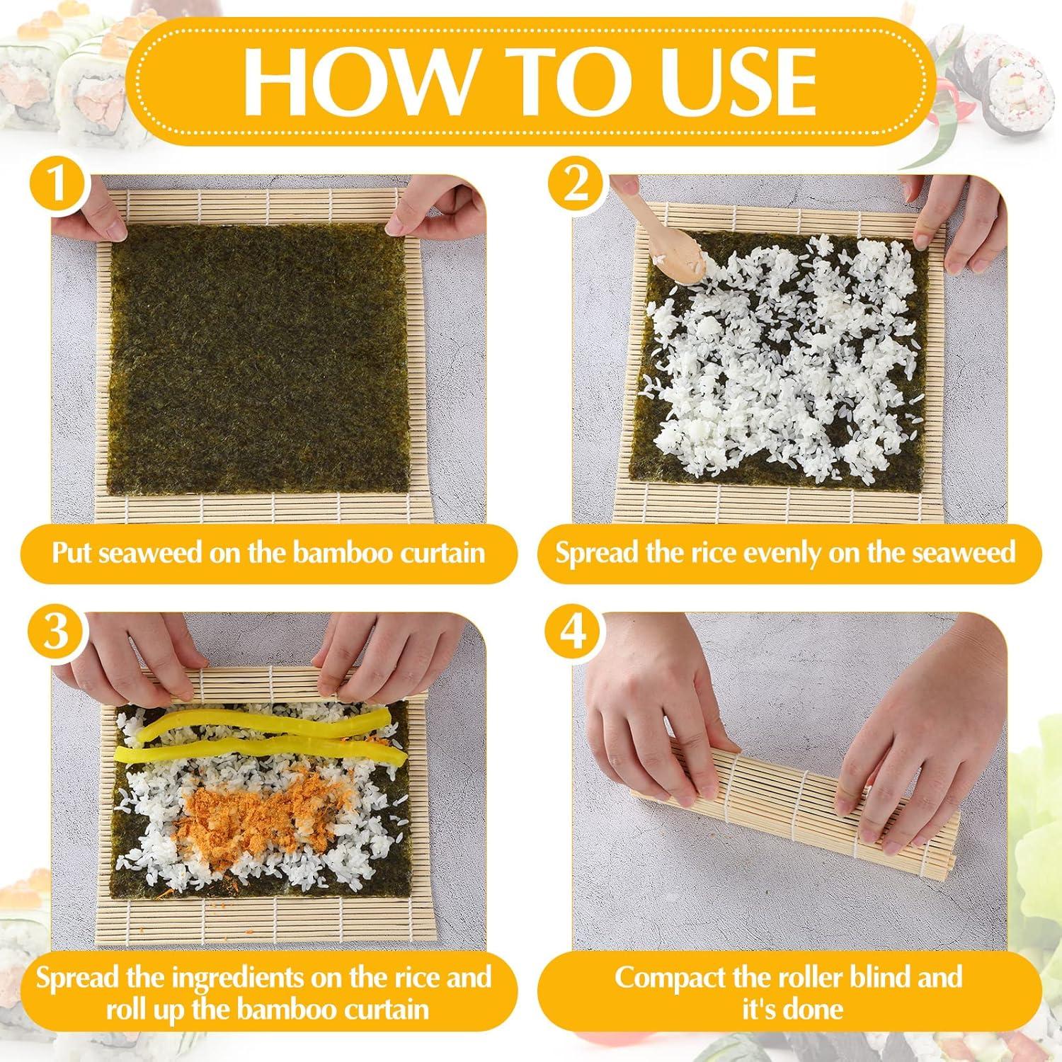 Hoolerry 24 Piezas Esteras de Bambú para Hacer Sushi