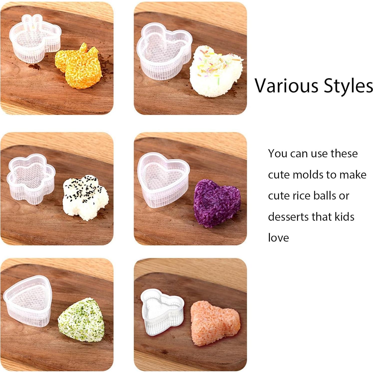Kit de Moldes para Bolas de Arroz Ncozwo 8 Pcs - Triángulo, Corazón, Flor