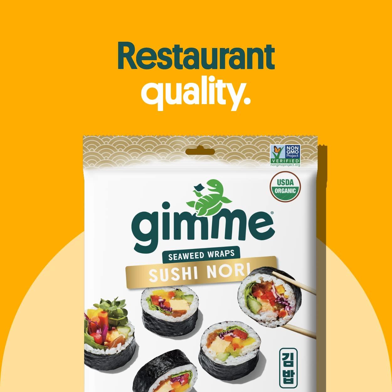 Gimme Algas Sushi Nori Orgánico 50 Hojas Premium Sin Gluten