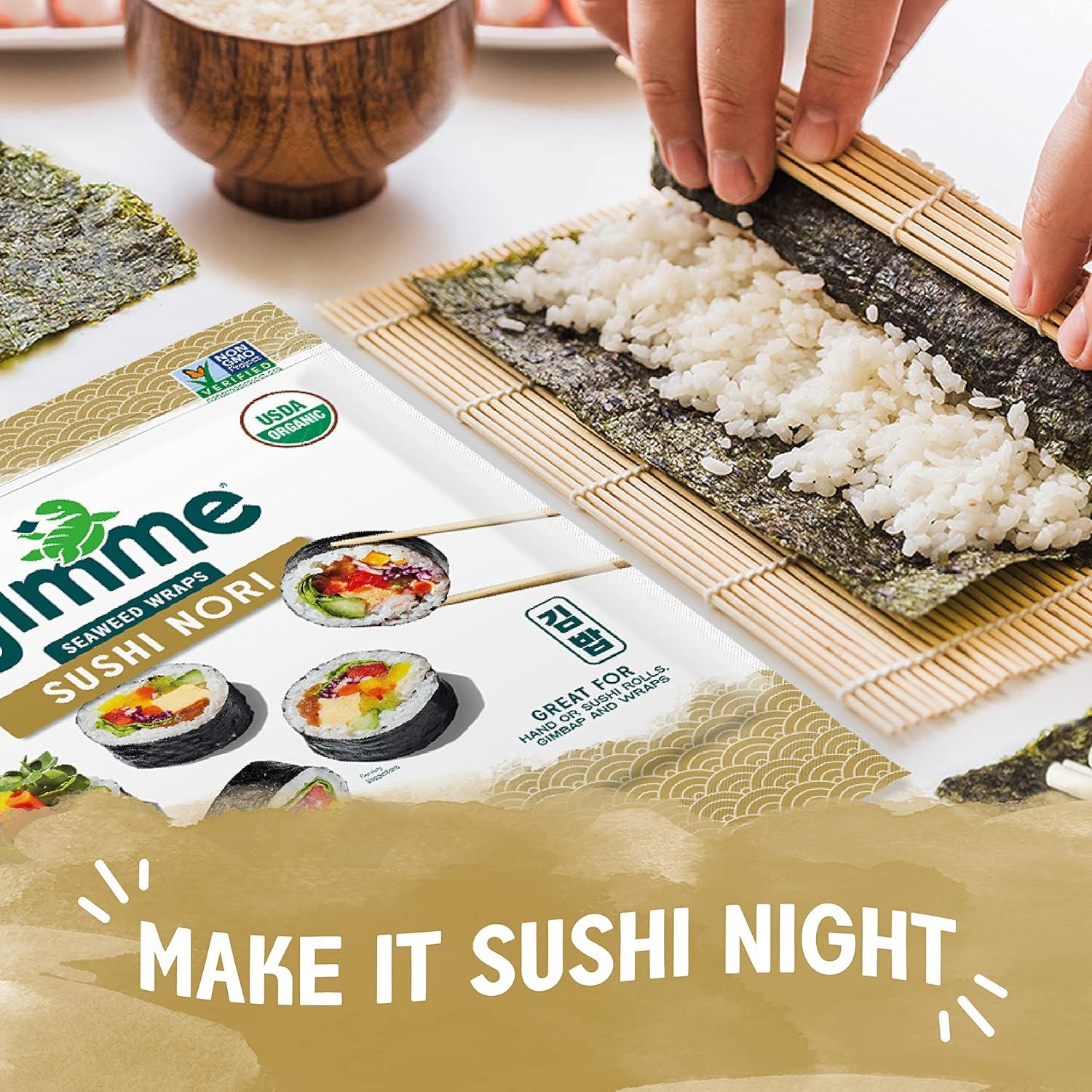 Gimme Algas Sushi Nori Orgánico 50 Hojas Premium Sin Gluten