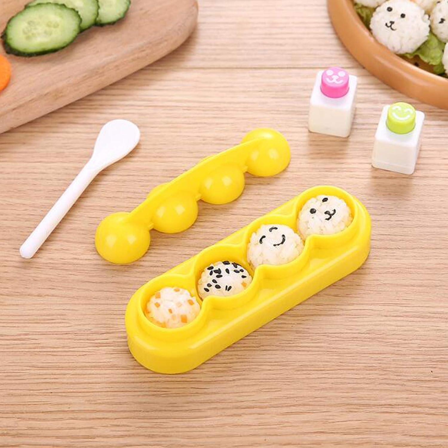 Molde para Bolas de Arroz 4 Pcs Halloluck DIY Amarillo