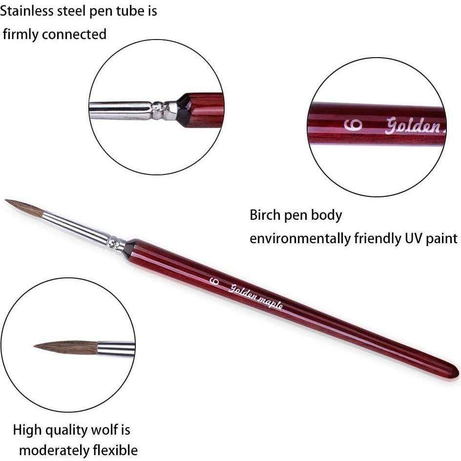 Juego de Pinceles de Sable Golden Maple - 6 Piezas para Pintura