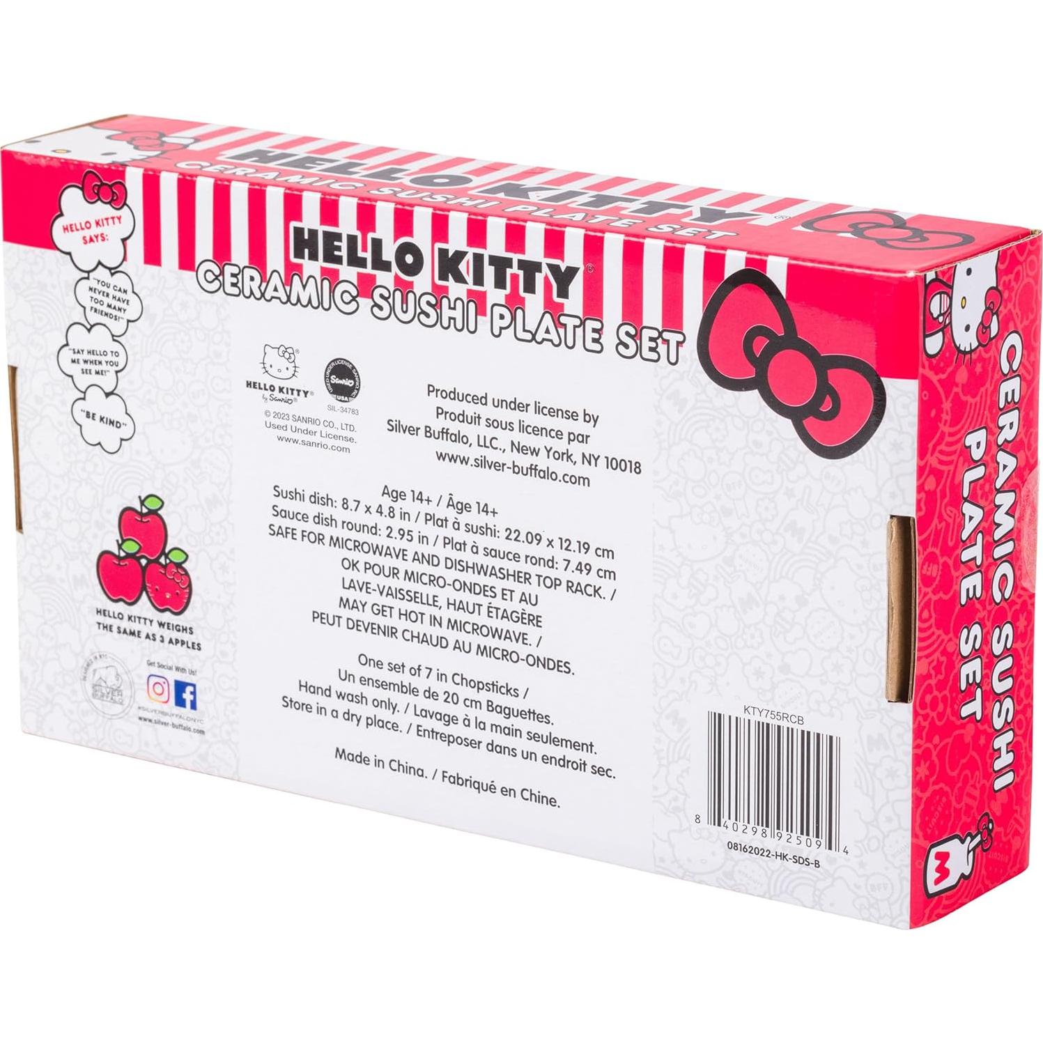 Juego de Sushi Cerámica Hello Kitty 3 Piezas Rojo Blanco