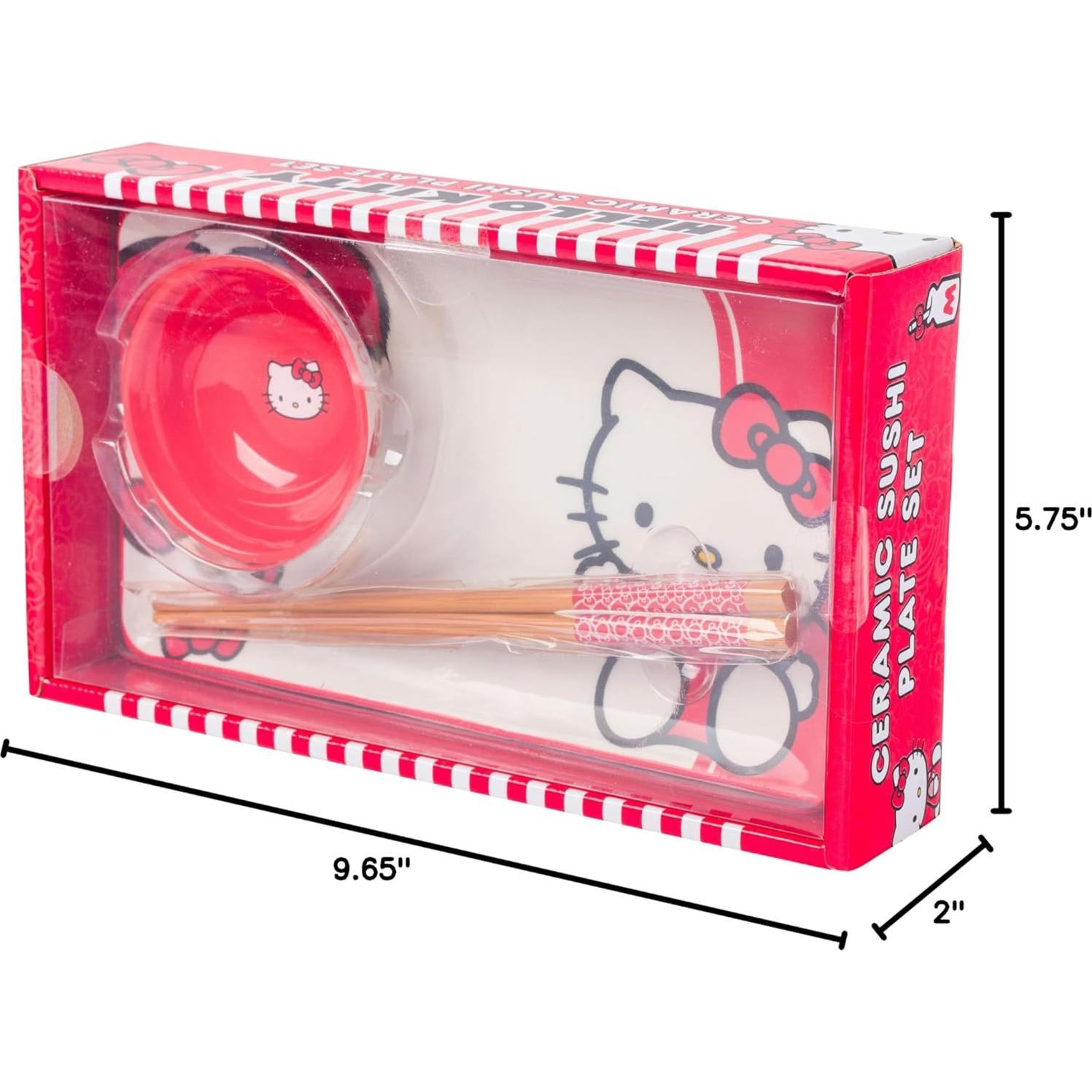 Juego de Sushi Cerámica Hello Kitty 3 Piezas Rojo Blanco