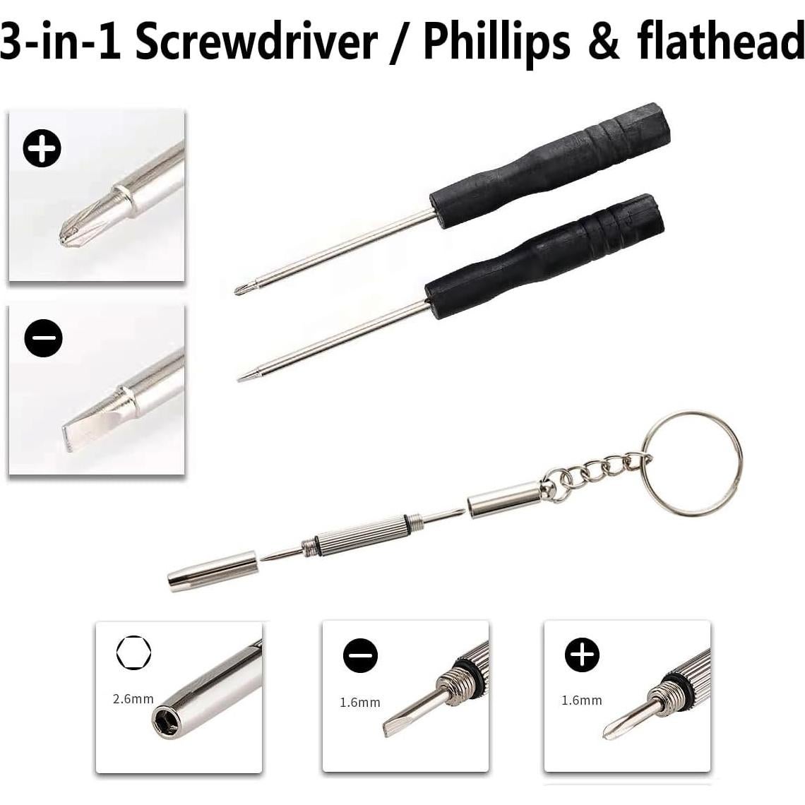 Kit de Reparación de Gafas PTSLKHN con 15 Tornillos y Herramientas