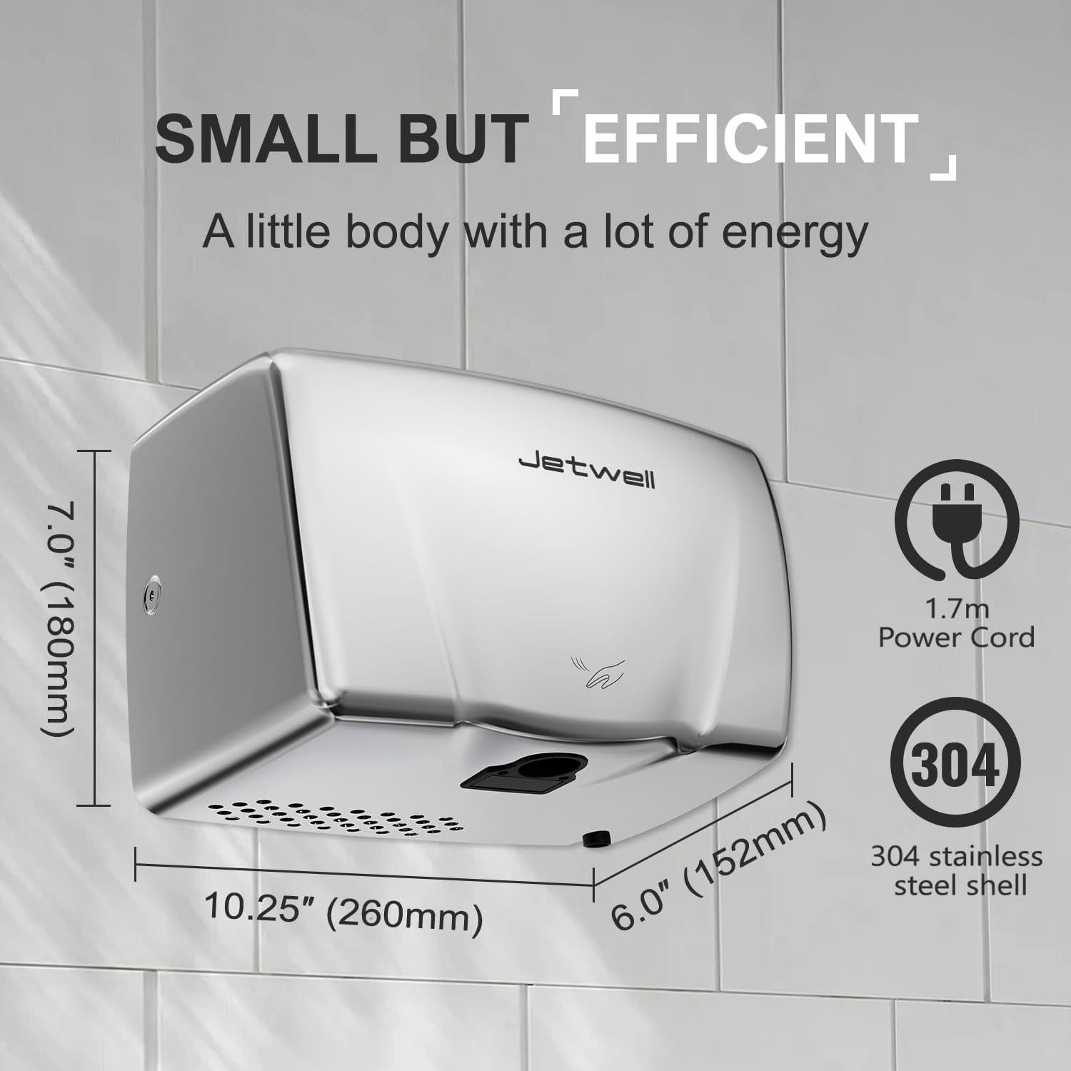 Secador de Manos Compacto JETWELL JW2803 Acero Inoxidable 2P