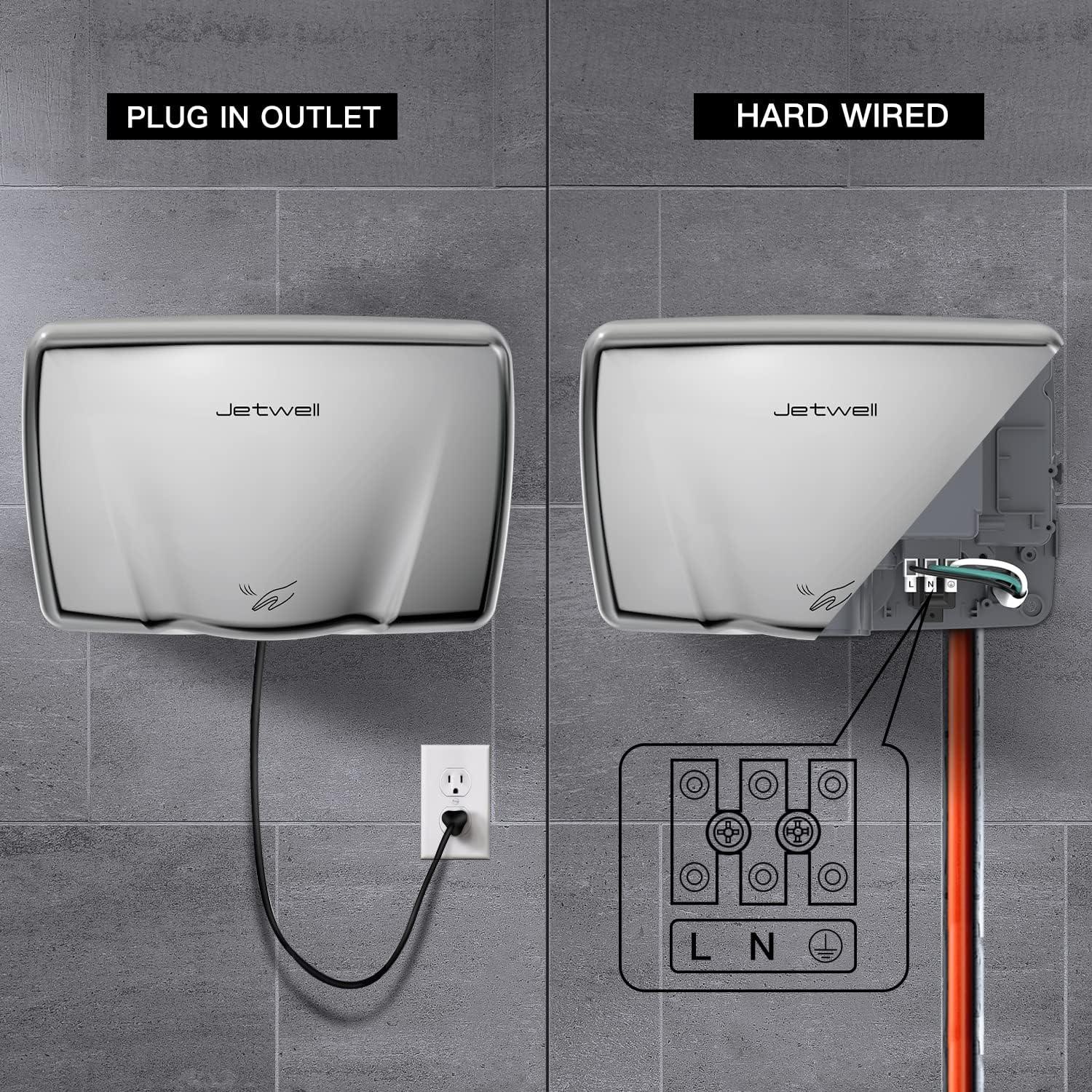 Secador de Manos Compacto JETWELL JW2803 Acero Inoxidable 2P