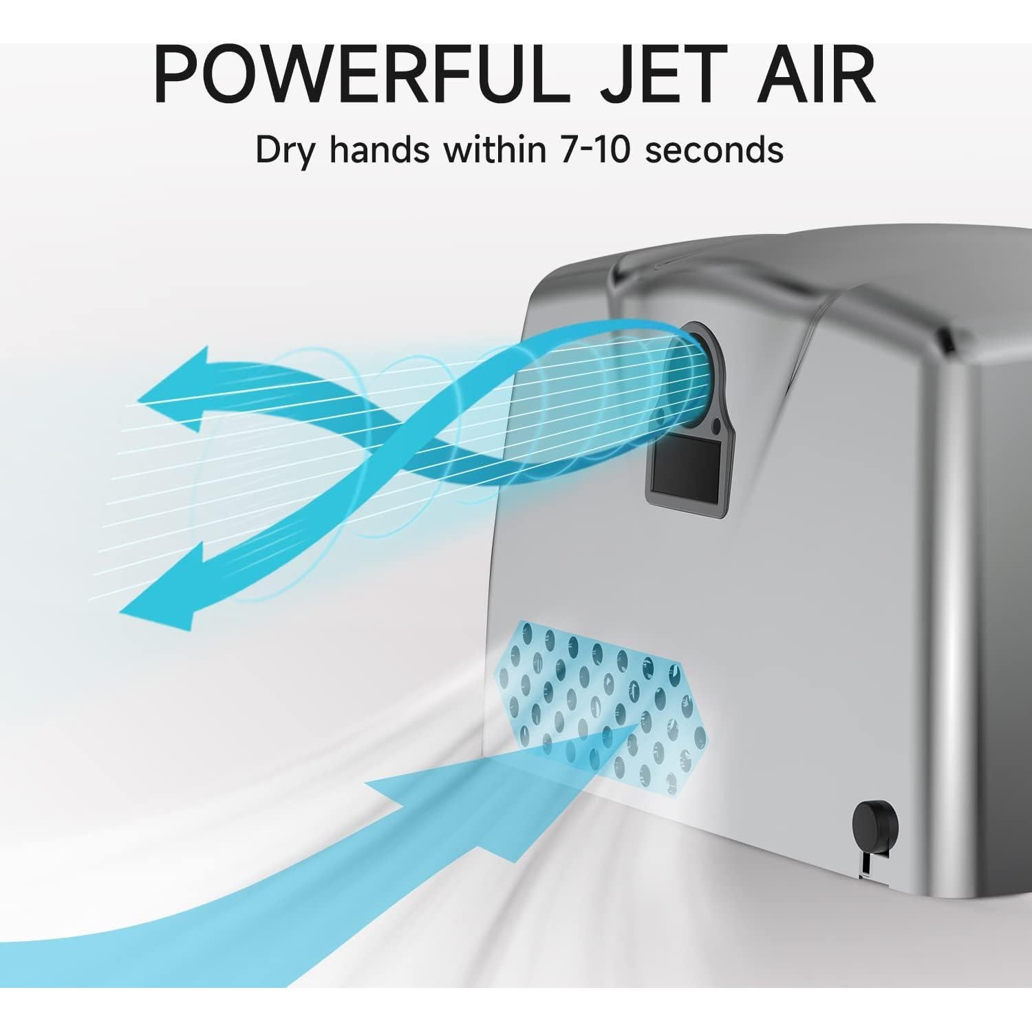 Secador de Manos Compacto JETWELL JW2803 Acero Inoxidable 2P