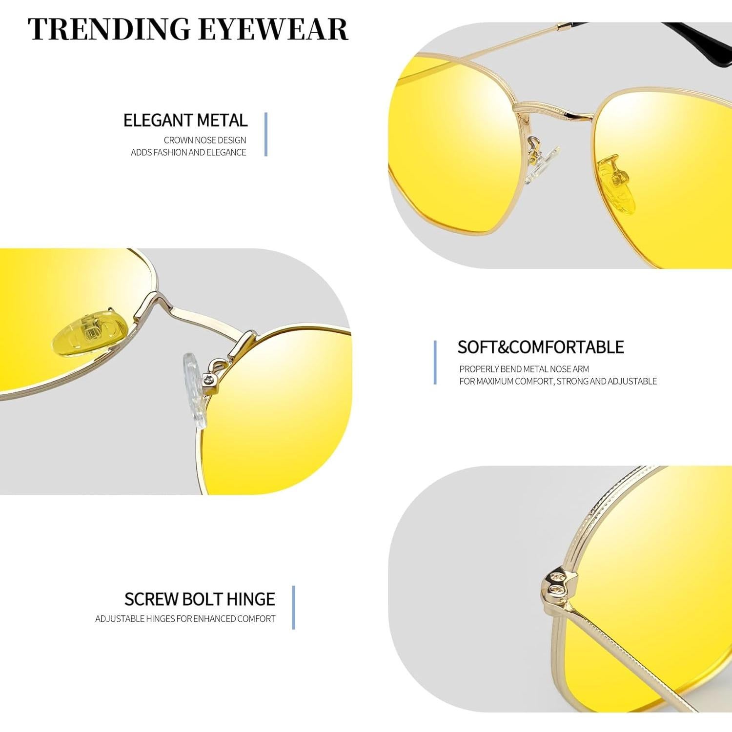 Gafas de sol Joopin E3447 doradas con lentes amarillas UV400