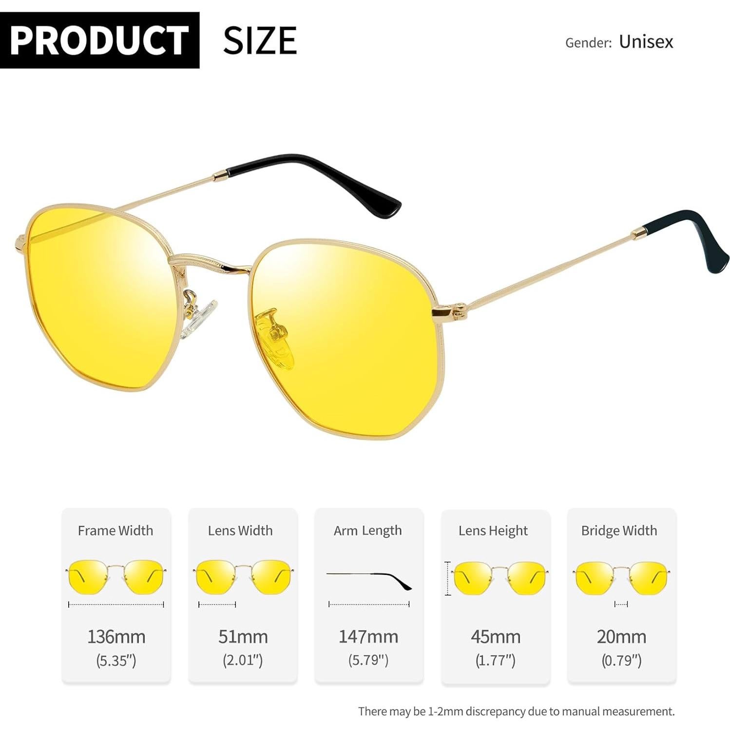 Gafas de sol Joopin E3447 doradas con lentes amarillas UV400