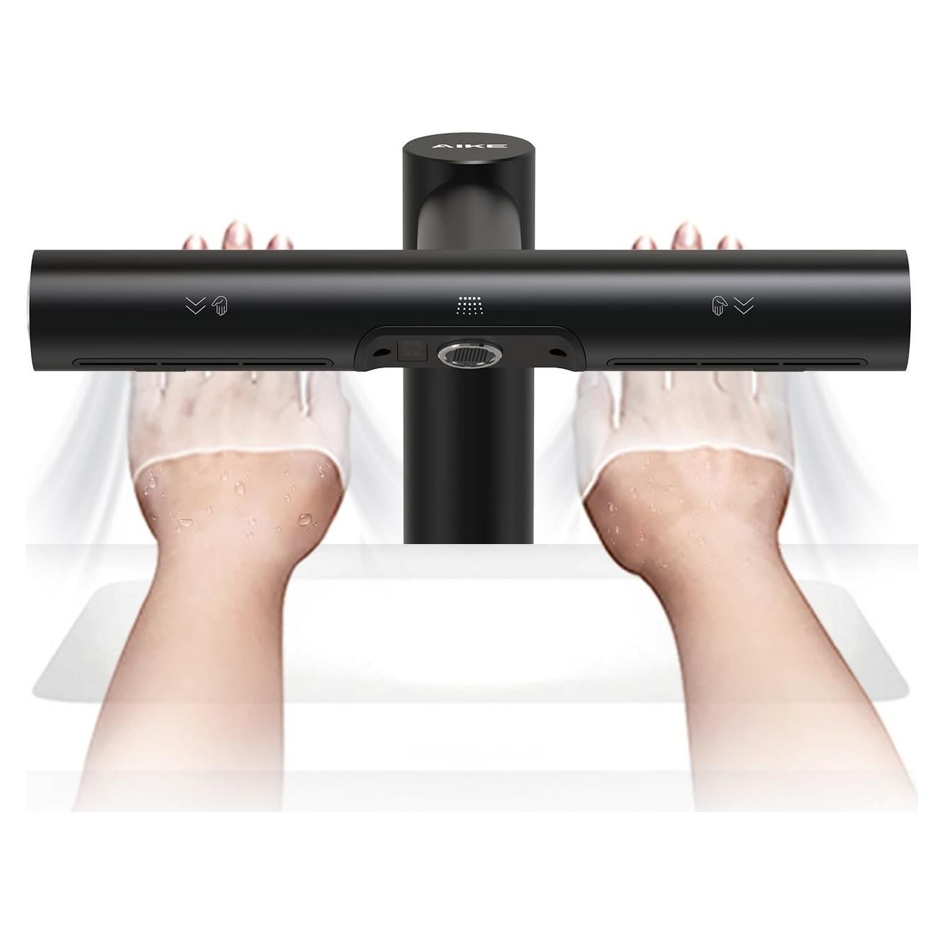 AIKE Air Tap Wash+Dry High Speed Hand Dryer Model AK7120, 110-120V Black