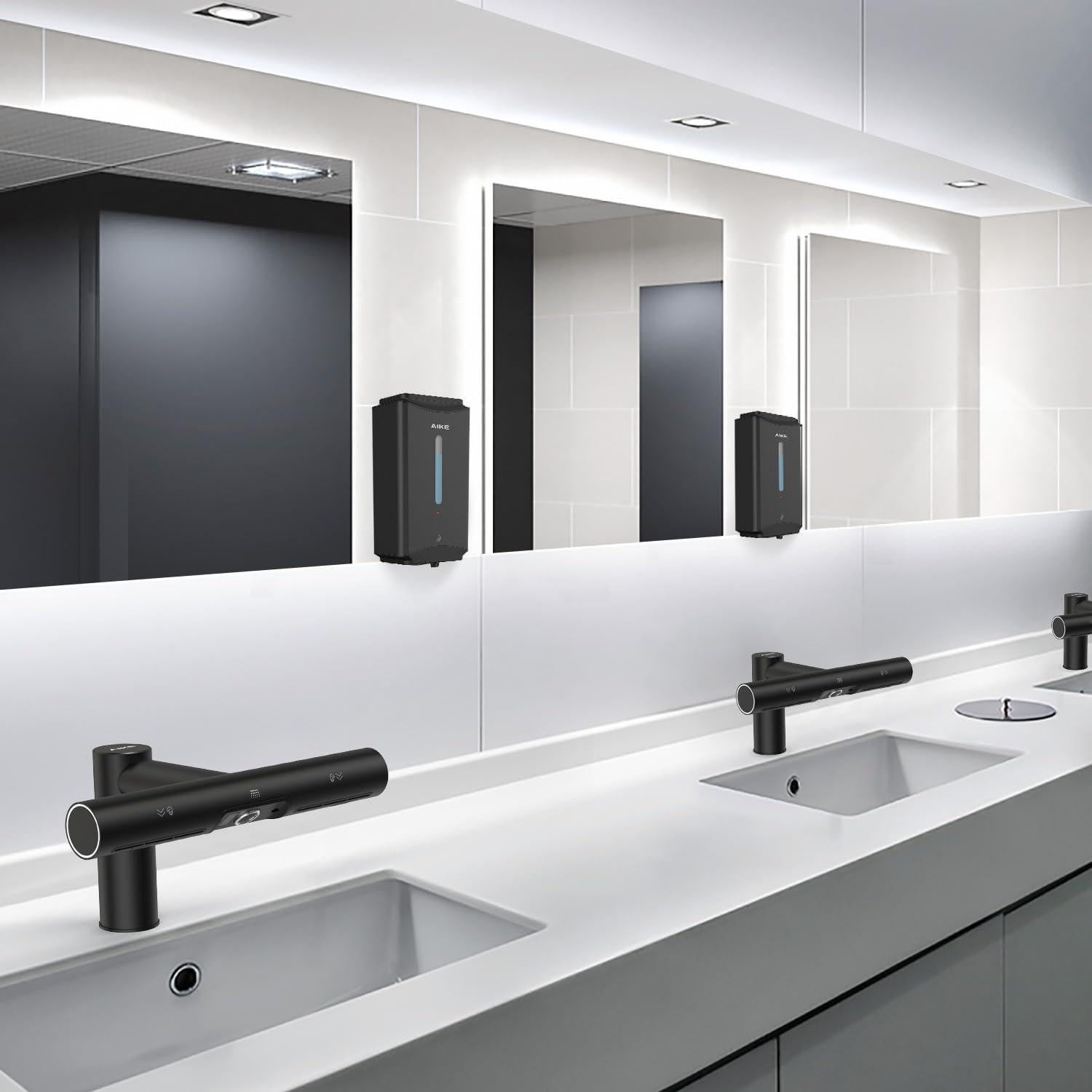 AIKE Air Tap Wash+Dry High Speed Hand Dryer Model AK7120, 110-120V Black