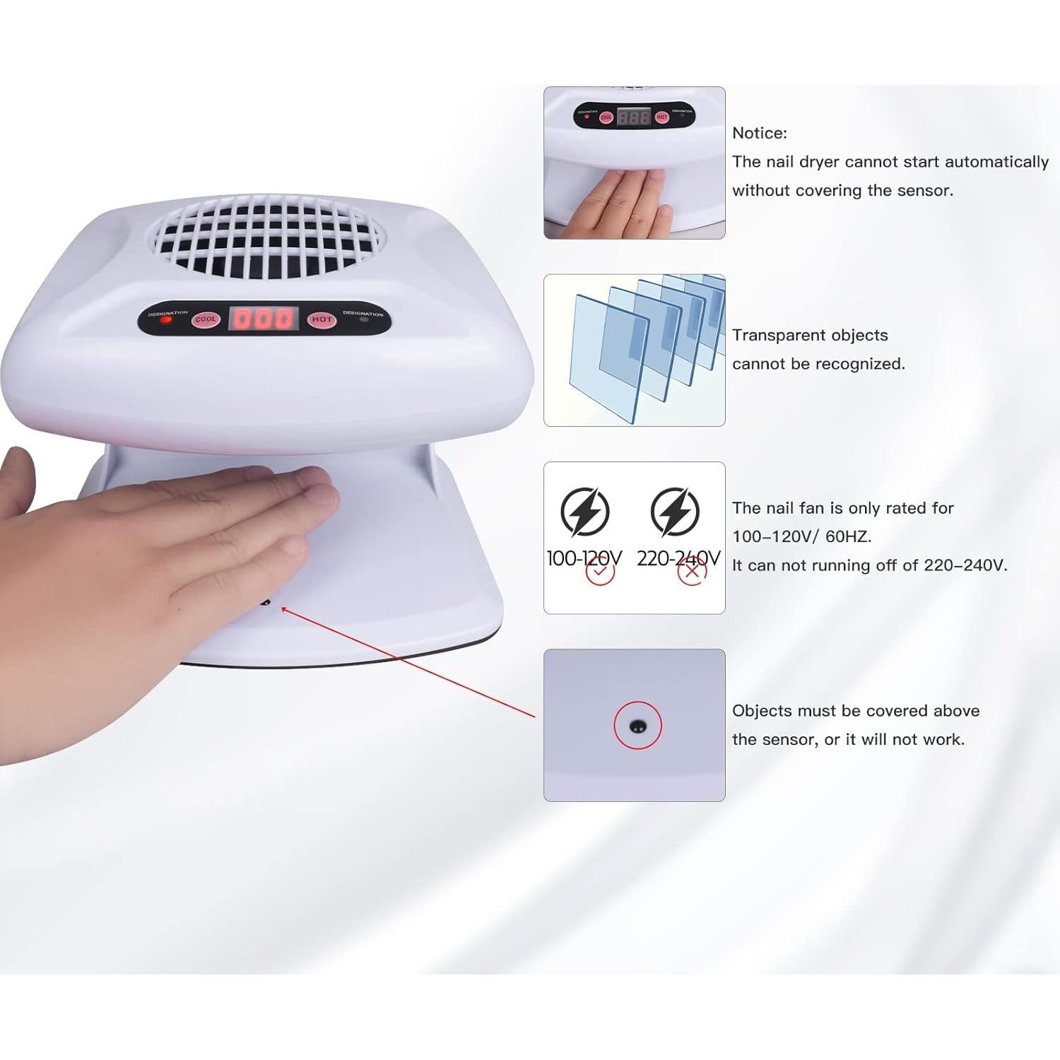 Secador de Uñas Gegong 300W con Sensor Automático - Azul Claro