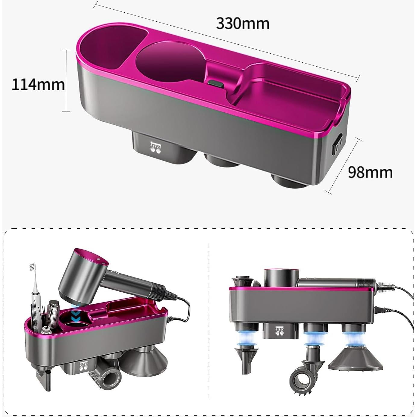 Soporte para Secador de Pelo NUERPO sin Perforar - Violeta
