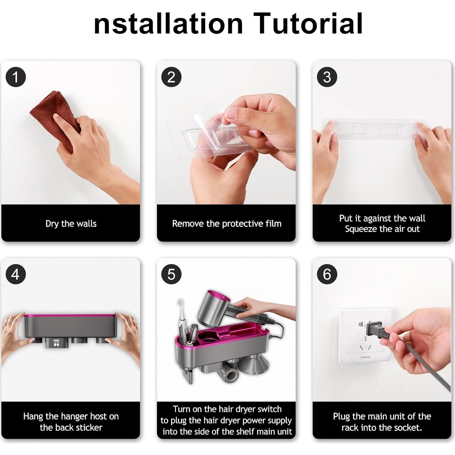 Soporte para Secador de Pelo NUERPO sin Perforar - Violeta