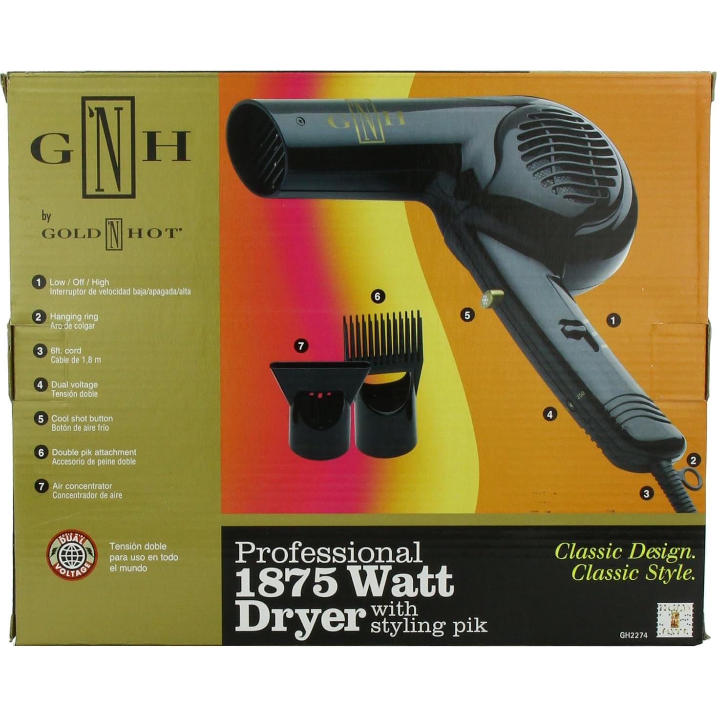 Gold N Hot Professional 1875-Watt Dryer with Styling Pik (GO-GH2274)