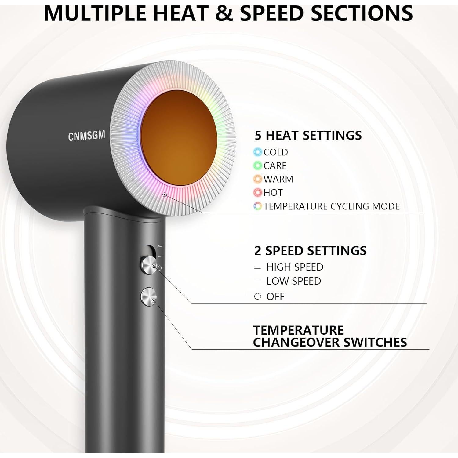 Secador de Pelo Iónico CNMSGM C950 160000 RPM Bajo Ruido