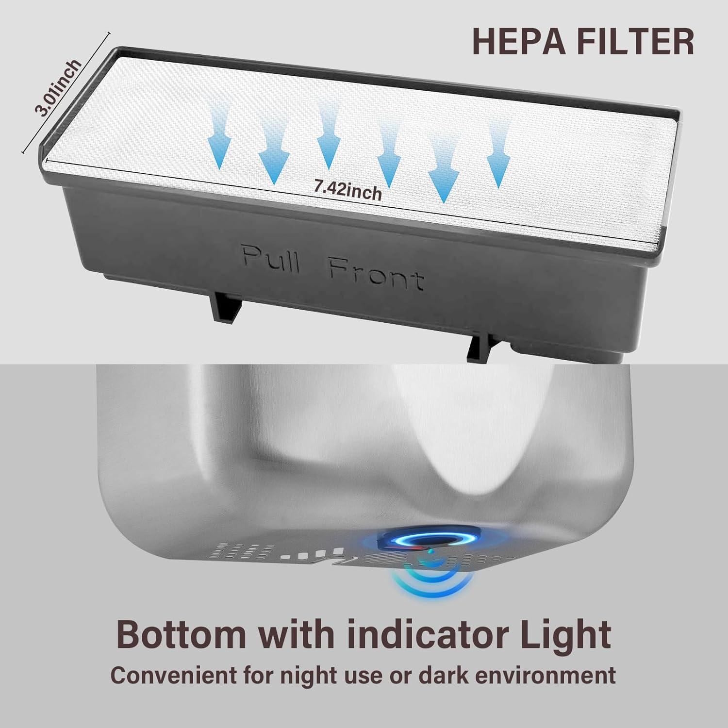 Commercial Hand Dryer,Automatic Electric 1800W High Speed Smart Warm Wind Brushed Stainless Steel Cover Speed/Volume Control HEPA Filter UL Listed Heavy Duty Wall Mount