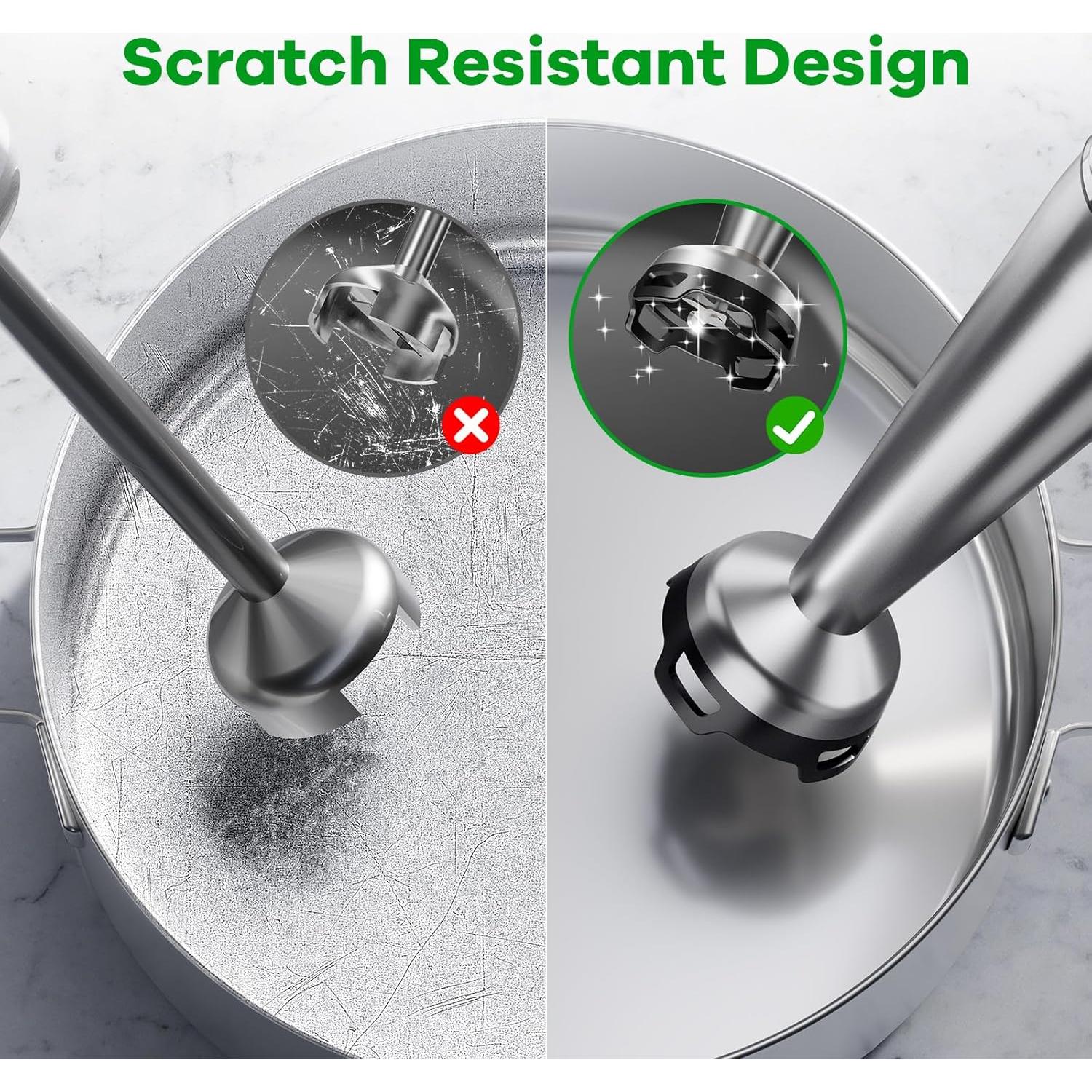 Immersion Blender Handheld Corded Hand Blenders Set 1100W, Trigger Variable Speed 5 in 1 Stick Emulsifier with Chopper, Whisk and Frother for Soup, Baby Food and Smoothies