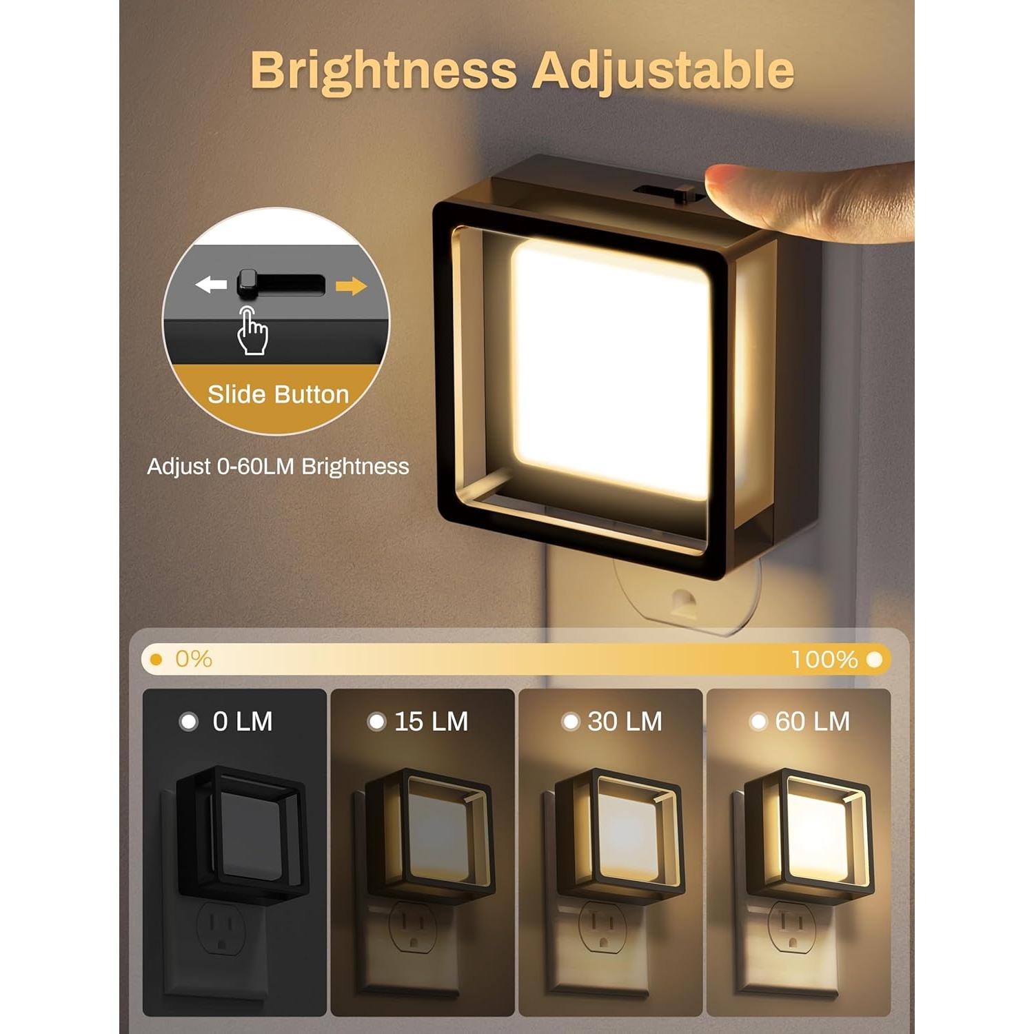 Luz Nocturna LED Enchufada DORESshop Regulable 2 Pzs