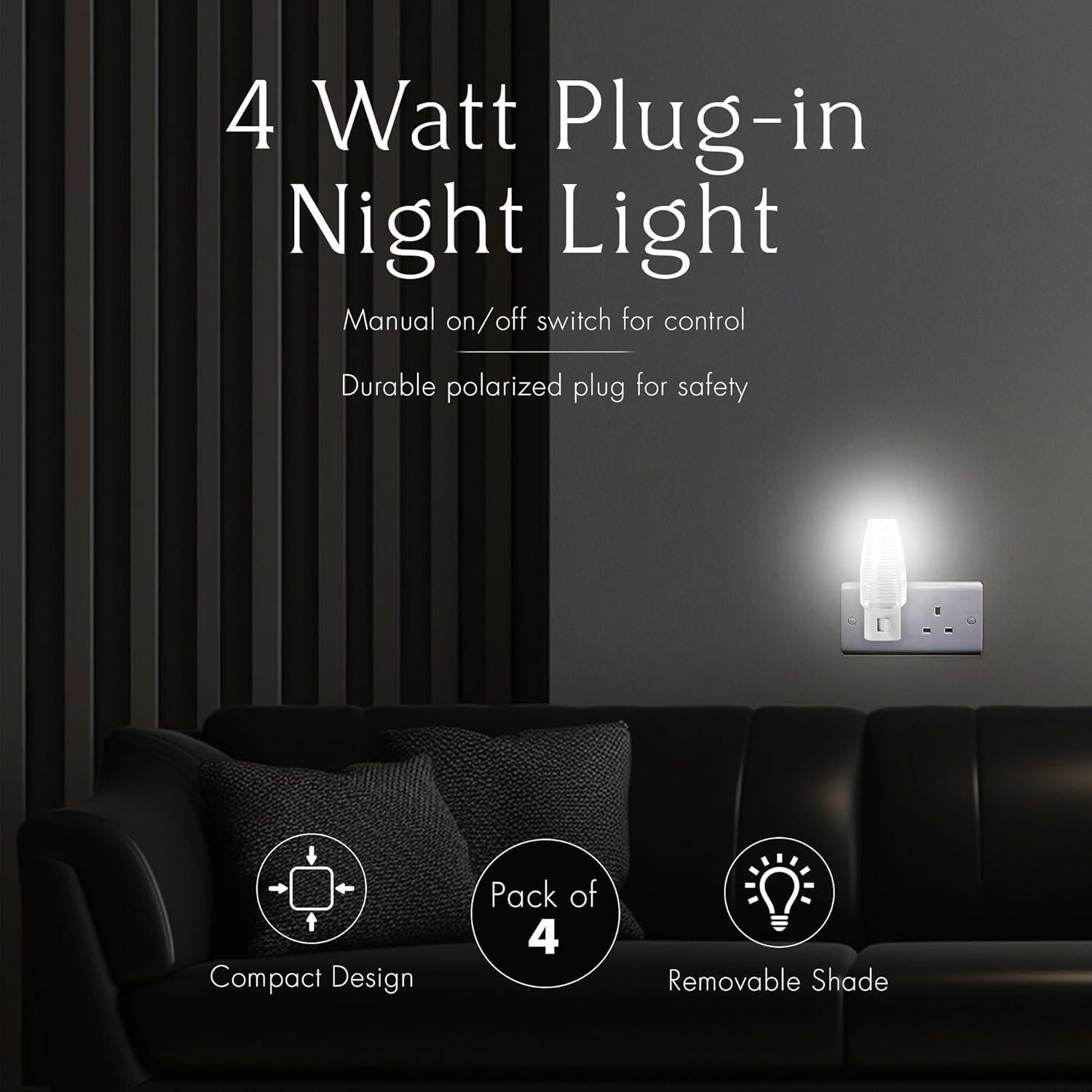 Luz Nocturna Enchufable Projectpak con Bombilla 4W - Paquete de 4